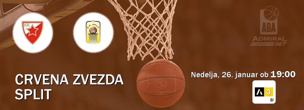 Prenos tekme med Crvena zvezda in Split v živo na Arena Sport 3 (nedelja, 26. januar ob  19:00 uri).