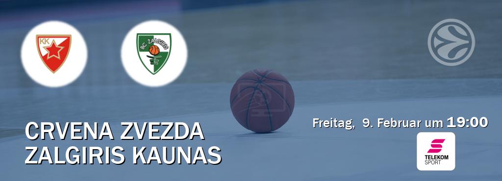 Das Spiel zwischen Crvena zvezda und Zalgiris Kaunas wird am Freitag,  9. Februar um  19:00, live vom Magenta Sport übertragen.