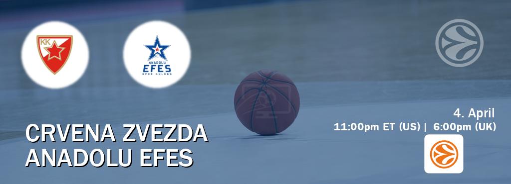 You can watch game live between Crvena zvezda and Anadolu Efes on EuroLeague TV.