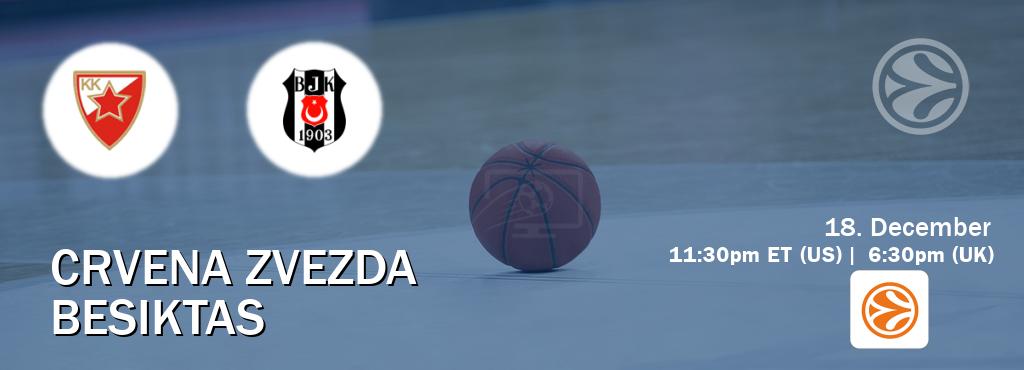 You can watch game live between Crvena zvezda and Besiktas on EuroLeague TV. You can watch game live between Crvena zvezda and Besiktas on EuroLeague TV.