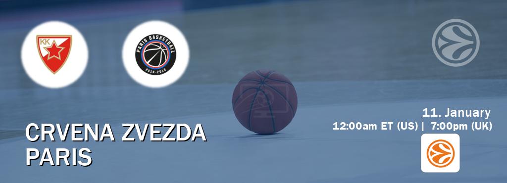 You can watch game live between Crvena zvezda and Paris on EuroLeague TV.