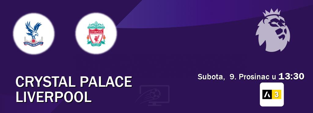 Izravni prijenos utakmice Crystal Palace i Liverpool pratite uživo na Arena Sport 3 (Subota,  9. Prosinac u  13:30).