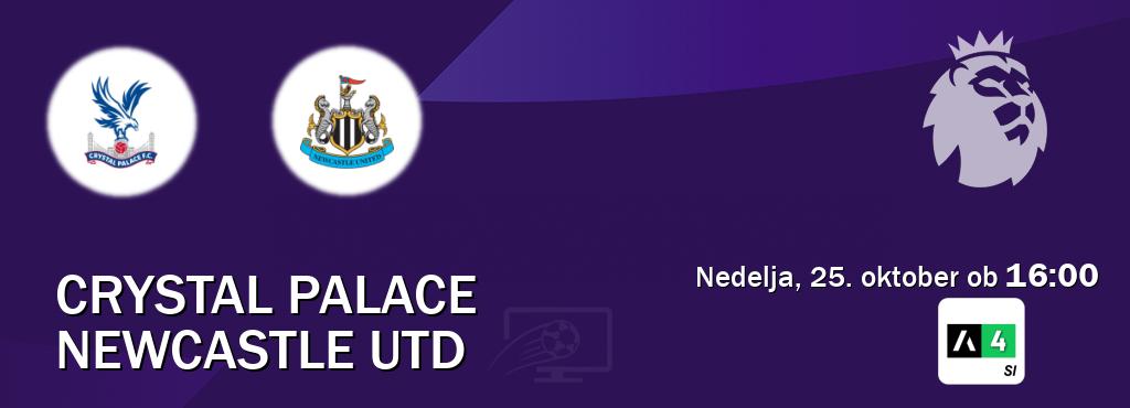 Prenos tekme med Crystal Palace in Newcastle Utd v živo na Arena Sport 4 (nedelja, 25. oktober ob  16:00 uri).