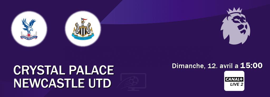 Match entre Crystal Palace et Newcastle Utd en direct à la Canal+ Live 2 (dimanche, 12. avril a  15:00).