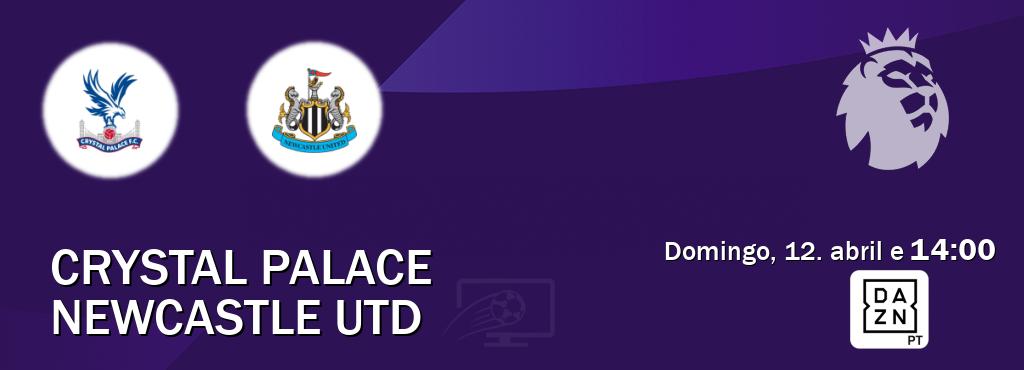 Jogo entre Crystal Palace e Newcastle Utd tem emissão DAZN (domingo, 12. abril e  14:00).