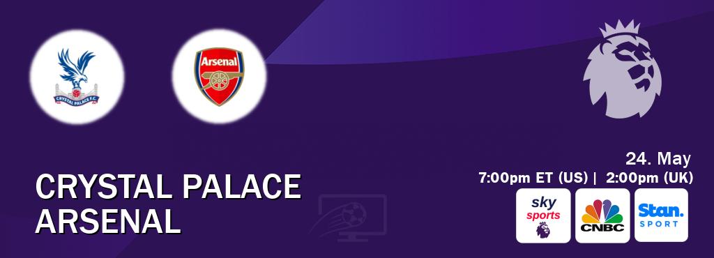 You can watch game live between Crystal Palace and Arsenal on Sky Sports Premier League(UK), CNBC(US), Stan Sport(AU).