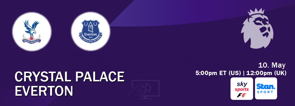 You can watch game live between Crystal Palace and Everton on Sky Sports F1(UK) and Stan Sport(AU).