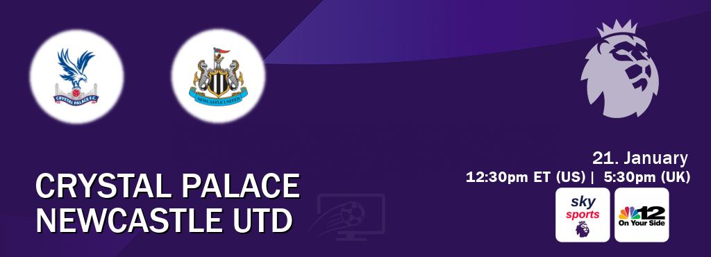 You can watch game live between Crystal Palace and Newcastle Utd on Sky Sports Premier League and WWBT TV.