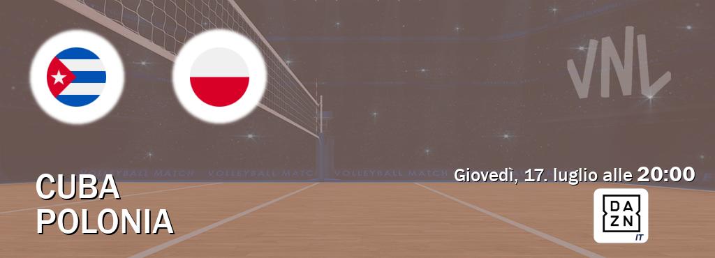 Il match Cuba - Polonia sarà trasmesso in diretta TV su DAZN Italia (ore 20:00)