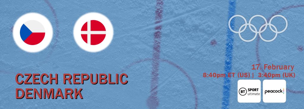 You can watch game live between Czech Republic and Denmark on TNT Sports Ultimate(UK) and Peacock(US).