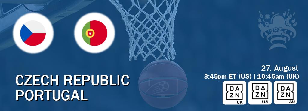 You can watch game live between Czech Republic and Portugal on DAZN UK(UK), DAZN(US), DAZN(AU).