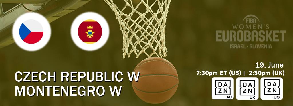 You can watch game live between Czech Republic W and Montenegro W on DAZN(AU), DAZN UK(UK), DAZN(US).