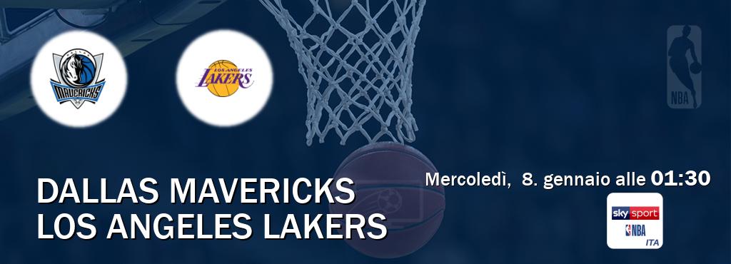 Il match Dallas Mavericks - Los Angeles Lakers sarà trasmesso in diretta TV su Sky Sport NBA (ore 01:30)