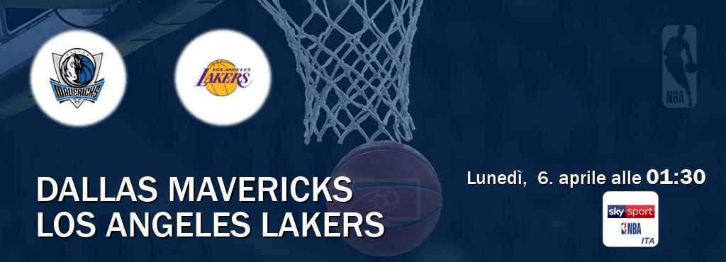 Il match Dallas Mavericks - Los Angeles Lakers sarà trasmesso in diretta TV su Sky Sport NBA (ore 01:30)