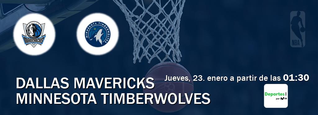 El partido entre Dallas Mavericks y Minnesota Timberwolves será retransmitido por Movistar Deportes (jueves, 23. enero a partir de las  01:30).