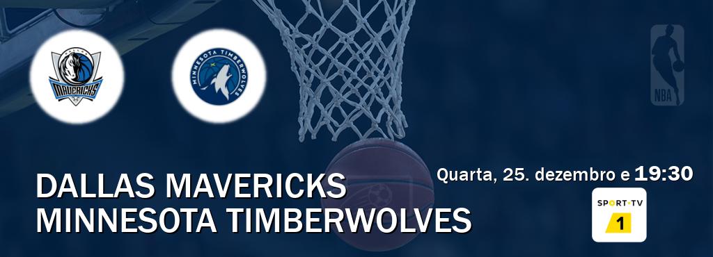 Jogo entre Dallas Mavericks e Minnesota Timberwolves tem emissão Sport TV 1 (quarta, 25. dezembro e  19:30).