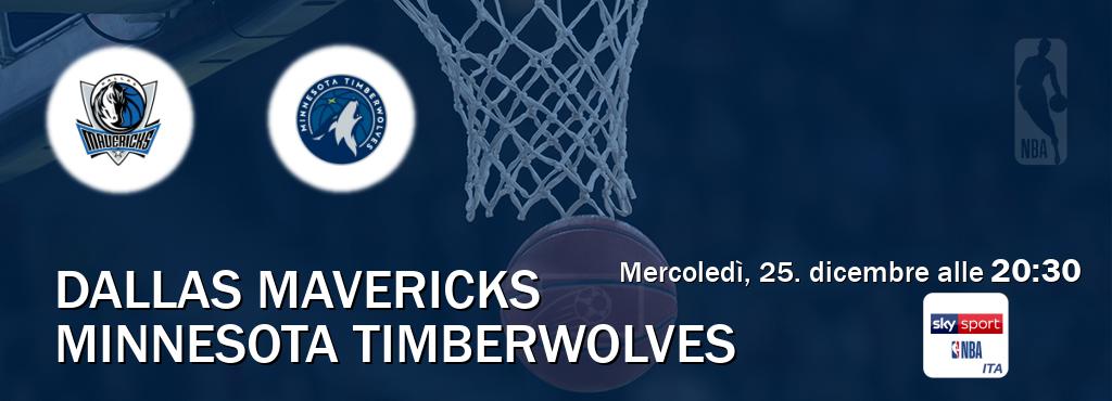 Il match Dallas Mavericks - Minnesota Timberwolves sarà trasmesso in diretta TV su Sky Sport NBA (ore 20:30)