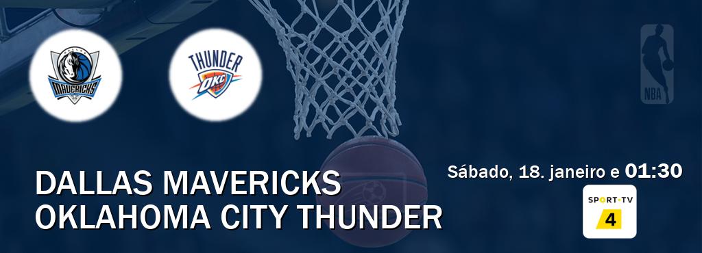 Jogo entre Dallas Mavericks e Oklahoma City Thunder tem emissão Sport TV 4 (sábado, 18. janeiro e  01:30).