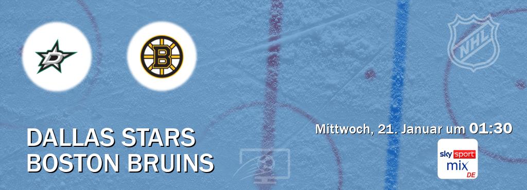 Das Spiel zwischen Dallas Stars und Boston Bruins wird am Mittwoch, 21. Januar um  01:30, live vom Sky Sport Mix übertragen.