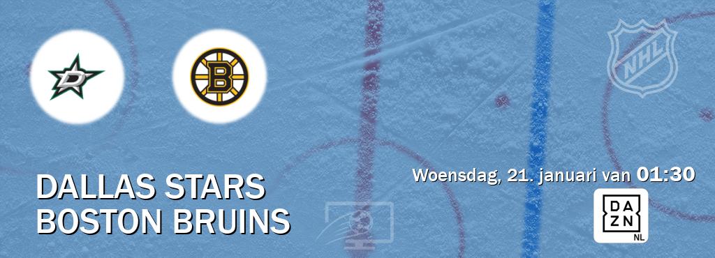 Wedstrijd tussen Dallas Stars en Boston Bruins live op tv bij DAZN (woensdag, 21. januari van  01:30).