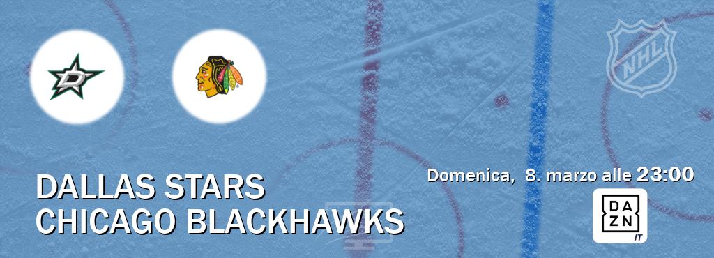 Il match Dallas Stars - Chicago Blackhawks sarà trasmesso in diretta TV su DAZN Italia (ore 23:00)