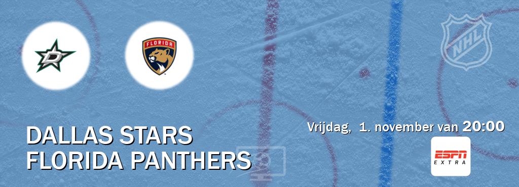 Wedstrijd tussen Dallas Stars en Florida Panthers live op tv bij ESPN Extra (vrijdag,  1. november van  20:00).