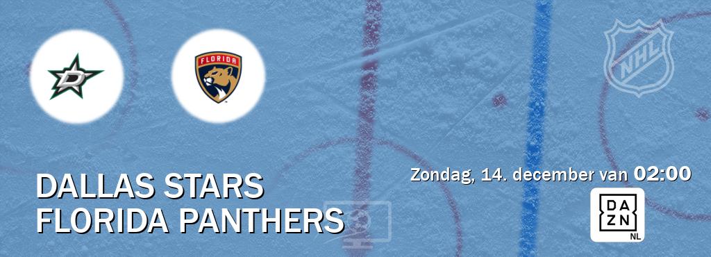Wedstrijd tussen Dallas Stars en Florida Panthers live op tv bij DAZN (zondag, 14. december van 02:00). Wedstrijd tussen Dallas Stars en Florida Panthers live op tv bij DAZN (zondag, 14. december van 02:00).