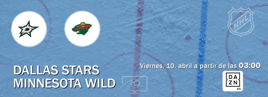 El partido entre Dallas Stars y Minnesota Wild será retransmitido por DAZN España (viernes, 10. abril a partir de las  03:00).