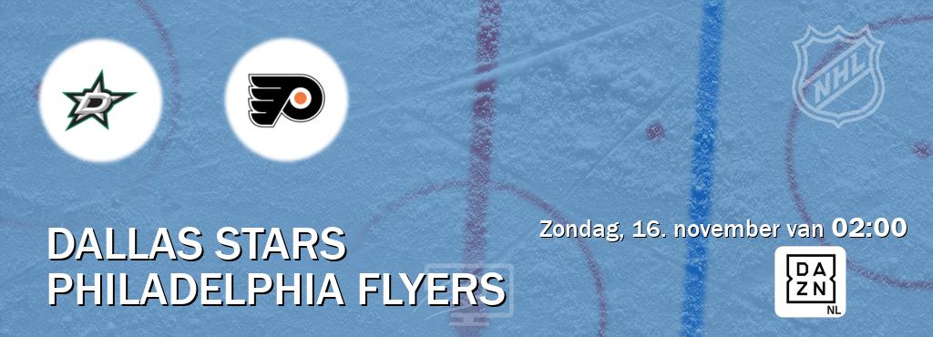 Wedstrijd tussen Dallas Stars en Philadelphia Flyers live op tv bij DAZN (zondag, 16. november van 02:00). Wedstrijd tussen Dallas Stars en Philadelphia Flyers live op tv bij DAZN (zondag, 16. november van 02:00).