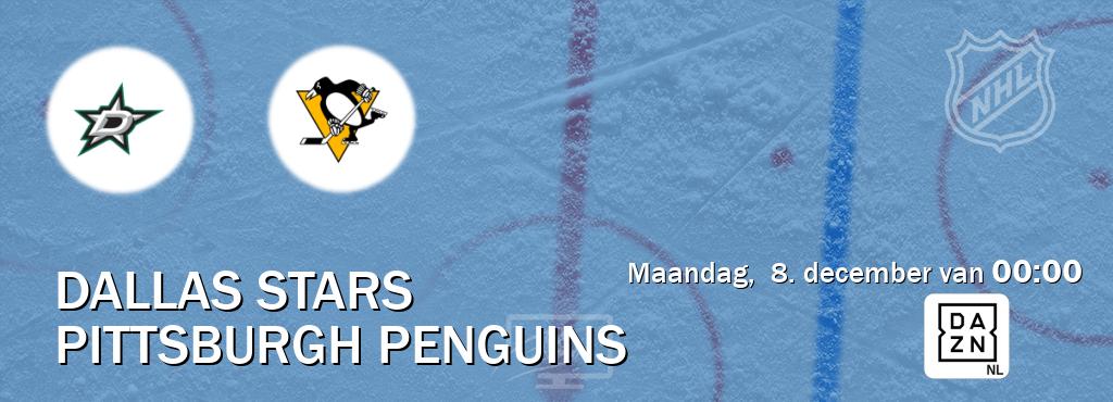 Wedstrijd tussen Dallas Stars en Pittsburgh Penguins live op tv bij DAZN (maandag,  8. december van  00:00).