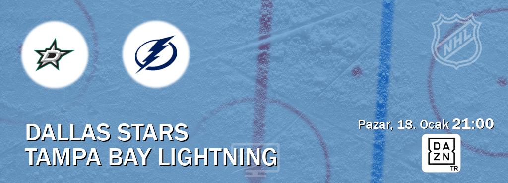 Karşılaşma Dallas Stars - Tampa Bay Lightning DAZN'den canlı yayınlanacak (Pazar, 18. Ocak  21:00).