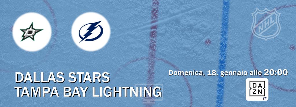 Il match Dallas Stars - Tampa Bay Lightning sarà trasmesso in diretta TV su DAZN Italia (ore 20:00)