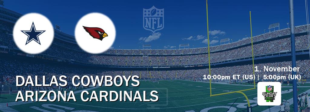 You can watch game live between Dallas Cowboys and Arizona Cardinals on NFL Sunday Ticket(US). You can watch game live between Dallas Cowboys and Arizona Cardinals on NFL Sunday Ticket(US).