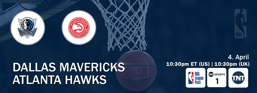 You can watch game live between Dallas Mavericks and Atlanta Hawks on NBA League Pass, TNT Sports 1(UK), TNT(US).