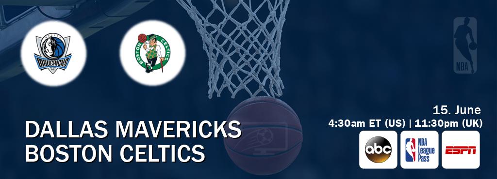 You can watch game live between Dallas Mavericks and Boston Celtics on ABC(US), NBA League Pass, ESPN(AU).