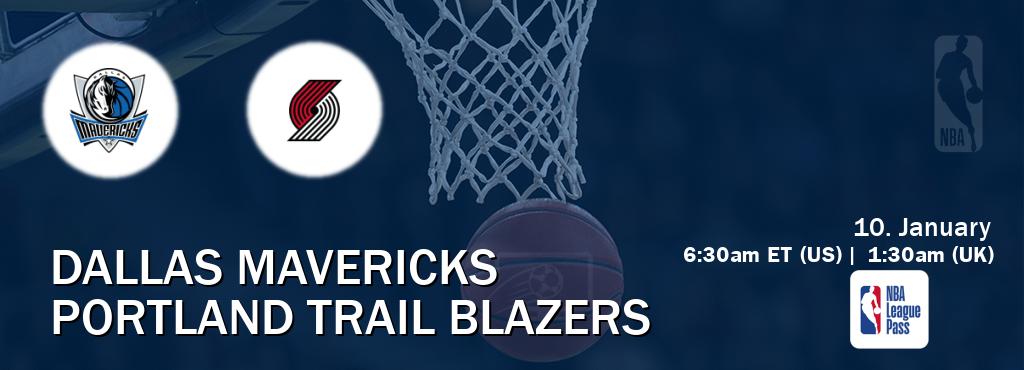 You can watch game live between Dallas Mavericks and Portland Trail Blazers on NBA League Pass.