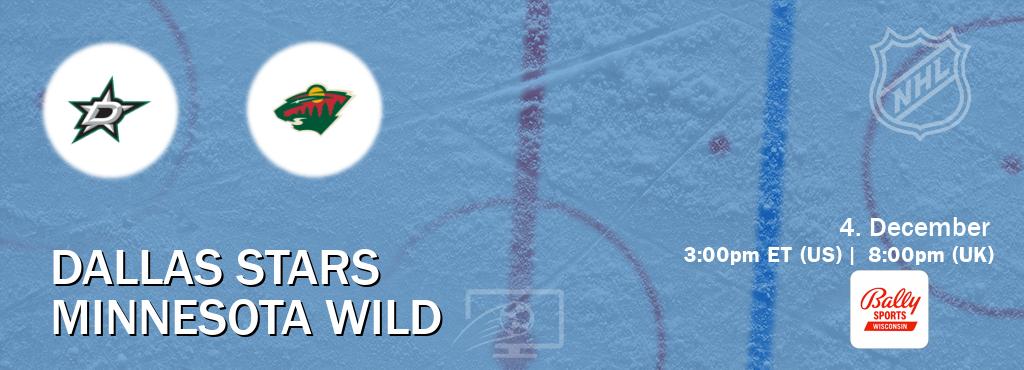 You can watch game live between Dallas Stars and Minnesota Wild on Bally Sports Wisconsin.