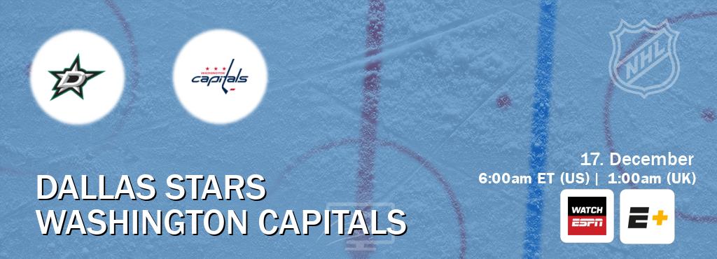 You can watch game live between Dallas Stars and Washington Capitals on WatchESPN(AU) and ESPN+(US).