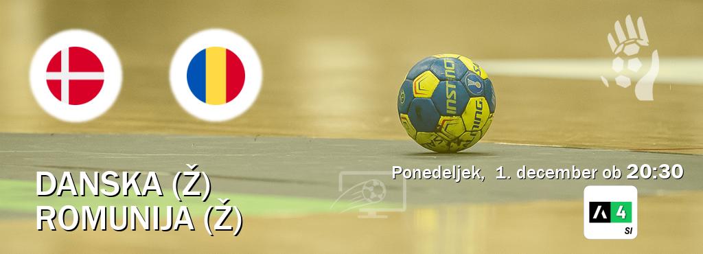 Danska (Ž) in Romunija (Ž) v živo na Arena Sport 4. Prenos tekme bo v ponedeljek,  1. december ob  20:30