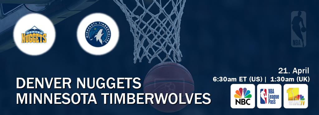 You can watch game live between Denver Nuggets and Minnesota Timberwolves on NBC(US), NBA League Pass, WBAL TV(US).