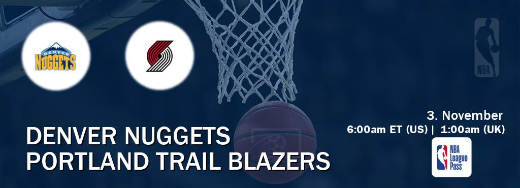 You can watch game live between Denver Nuggets and Portland Trail Blazers on NBA League Pass. You can watch game live between Denver Nuggets and Portland Trail Blazers on NBA League Pass.