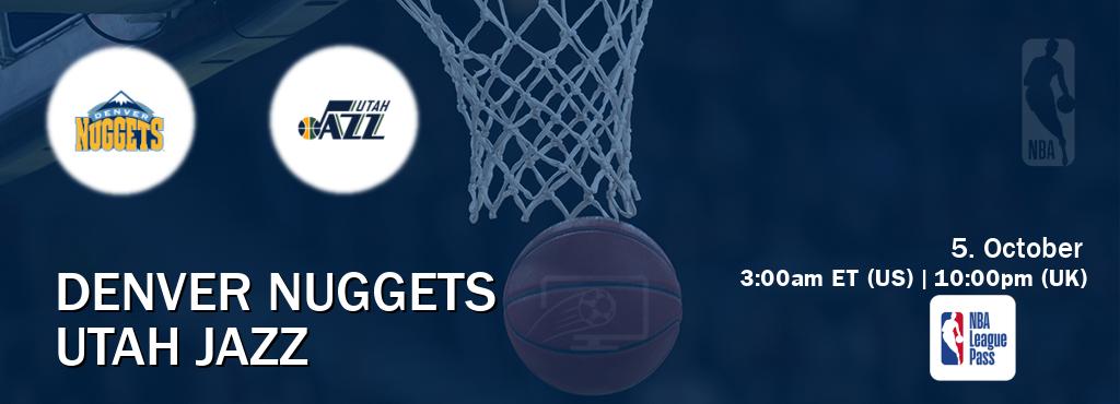 You can watch game live between Denver Nuggets and Utah Jazz on NBA League Pass. You can watch game live between Denver Nuggets and Utah Jazz on NBA League Pass.