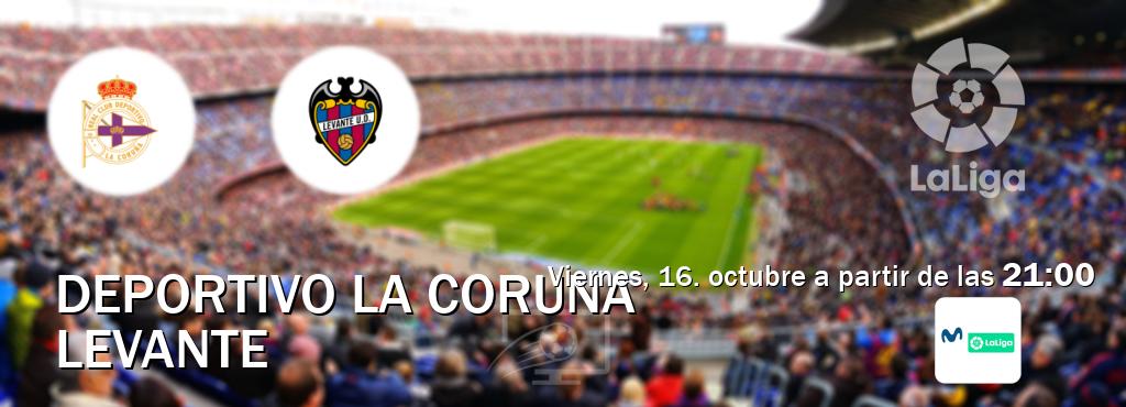 El partido entre Deportivo La Coruna y Levante será retransmitido por M. LaLiga (viernes, 16. octubre a partir de las 21:00). El partido entre Deportivo La Coruna y Levante será retransmitido por M. LaLiga (viernes, 16. octubre a partir de las 21:00).