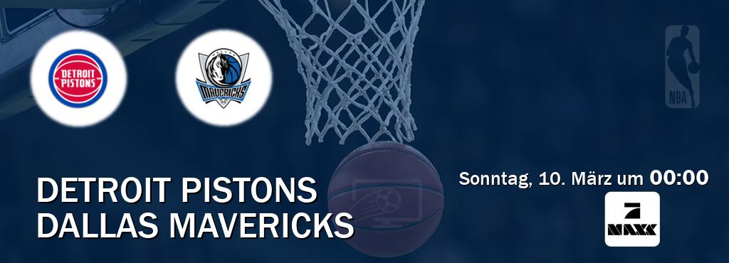 Das Spiel zwischen Detroit Pistons und Dallas Mavericks wird am Sonntag, 10. März um  00:00, live vom ProSieben MAXX übertragen.