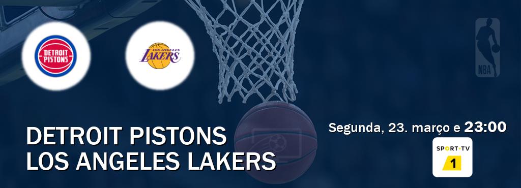 Jogo entre Detroit Pistons e Los Angeles Lakers tem emissão Sport TV 1 (segunda, 23. março e 23:00). Jogo entre Detroit Pistons e Los Angeles Lakers tem emissão Sport TV 1 (segunda, 23. março e 23:00).