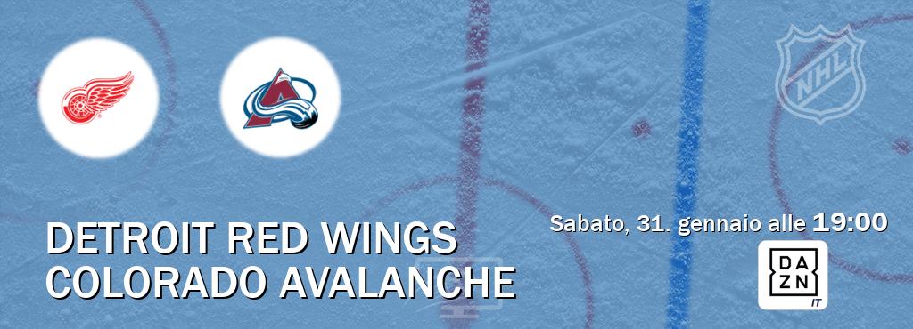 Il match Detroit Red Wings - Colorado Avalanche sarà trasmesso in diretta TV su DAZN Italia (ore 19:00)