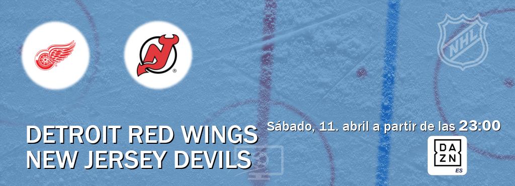 El partido entre Detroit Red Wings y New Jersey Devils será retransmitido por DAZN España (sábado, 11. abril a partir de las  23:00).