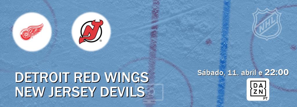 Jogo entre Detroit Red Wings e New Jersey Devils tem emissão DAZN (sábado, 11. abril e  22:00).