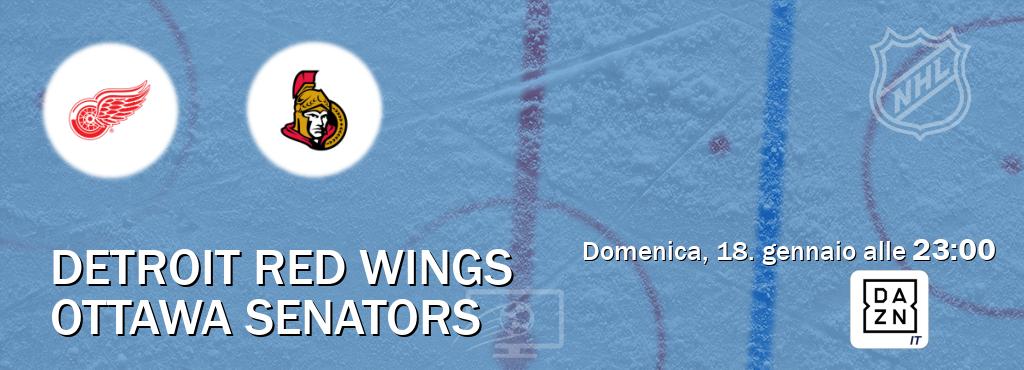 Il match Detroit Red Wings - Ottawa Senators sarà trasmesso in diretta TV su DAZN Italia (ore 23:00)