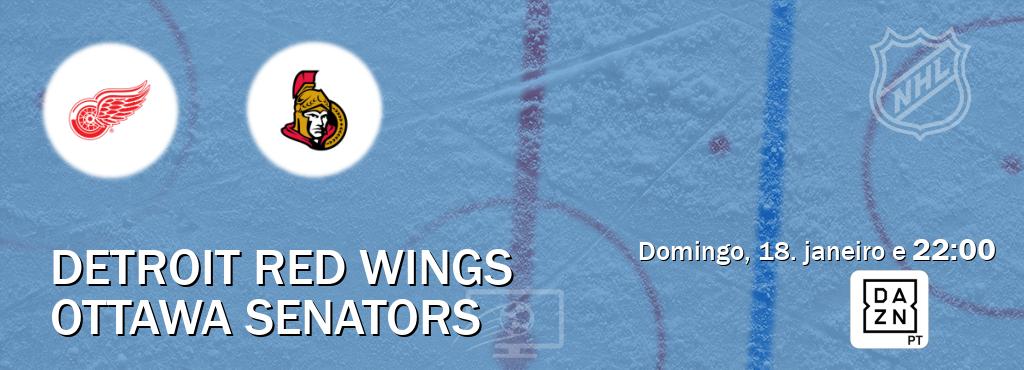 Jogo entre Detroit Red Wings e Ottawa Senators tem emissão DAZN (domingo, 18. janeiro e  22:00).